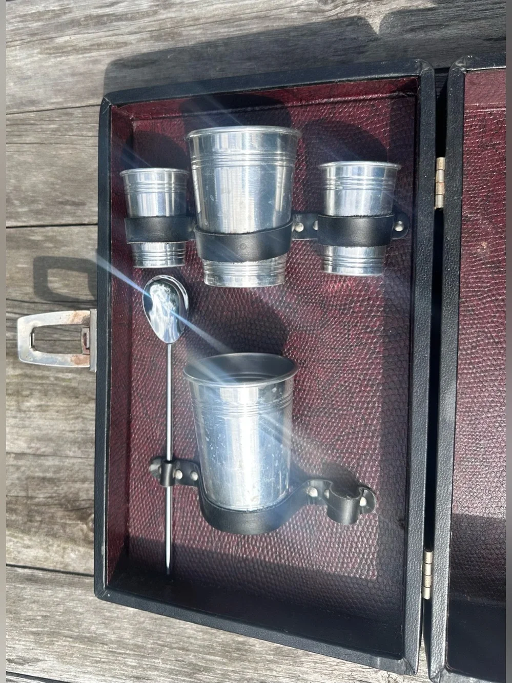 Vintage Ever-Wear Trav-L-Bar Portable Travel Bar Case Mid Century Cocktail Set